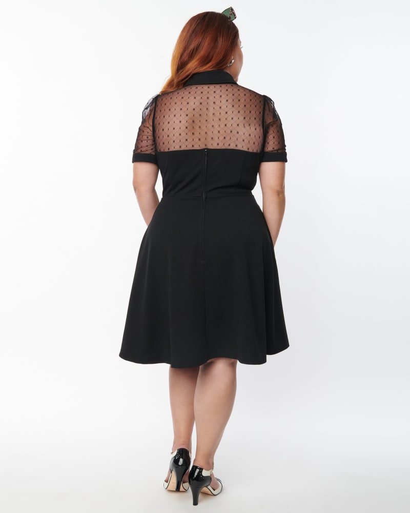 Unique Vintage Plus Size Black Mesh Fit & Flare Dress | Black Mesh